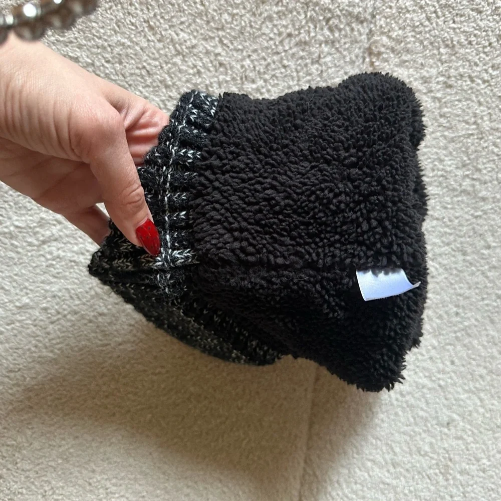 Black and Gray Knit Beanie